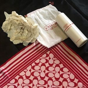 Vintage Signature Coach Monogram Scarf (Red/Pink)